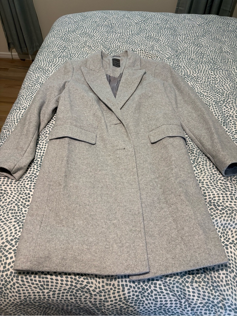 Primark Light Grey Single-Breasted Pea Coat